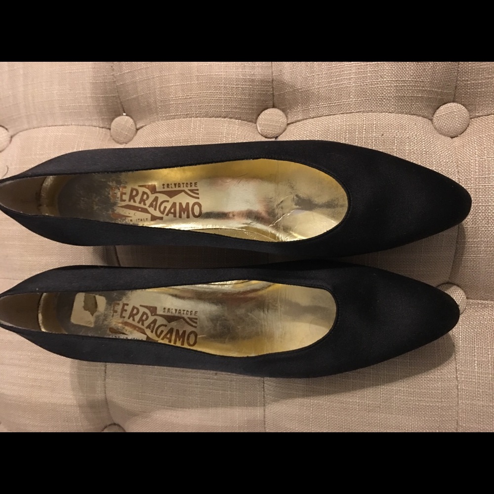 Vintage black satin Ferragamo heels